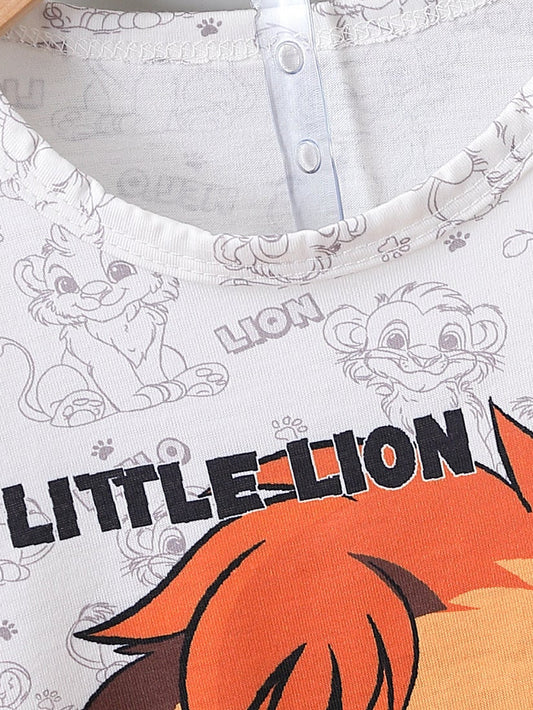 Small Stone Print And Suspender Pants Baby Clothing Two-piece Set