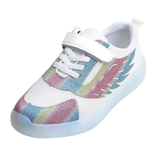 Kids LED Light-Up Shoes - USB Rechargeable Wings Sneakers with Colorful Lights