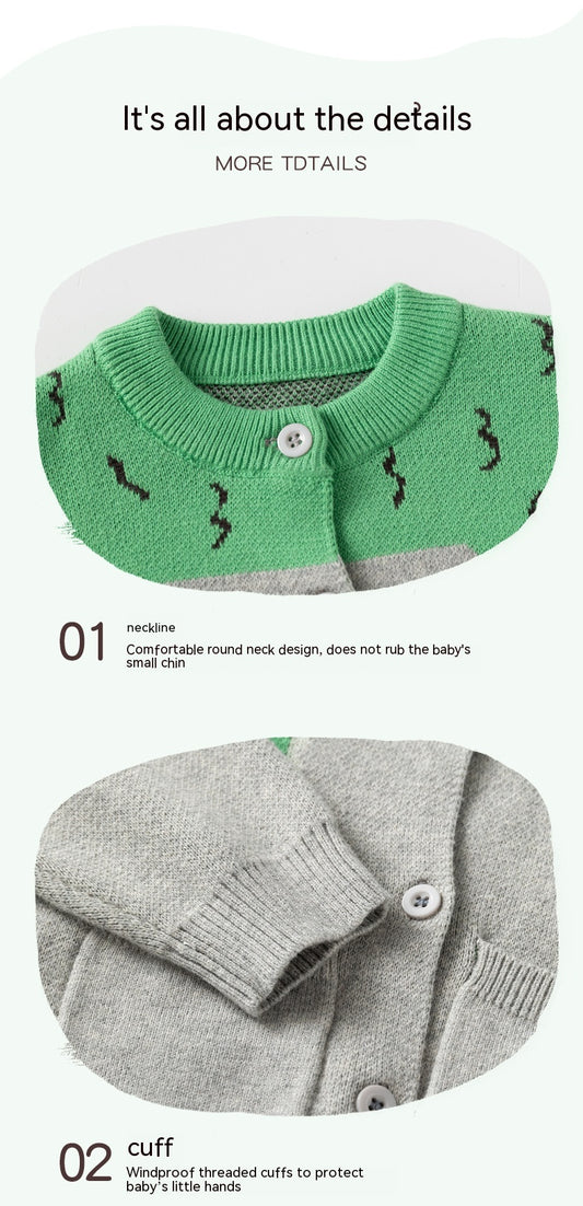 Little Dinosaur Knitted Boys' Cardigan Sweater - Kidnor