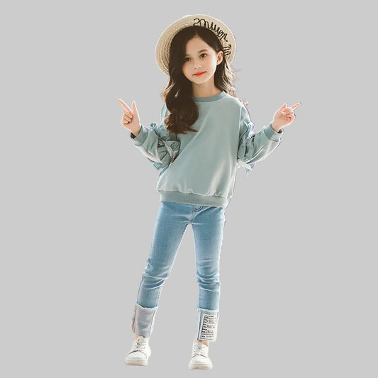 Lace sleeve and jeans - Kidnor