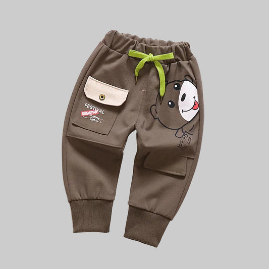 Boys' casual pants spring children's print bear trousers - Kidnor