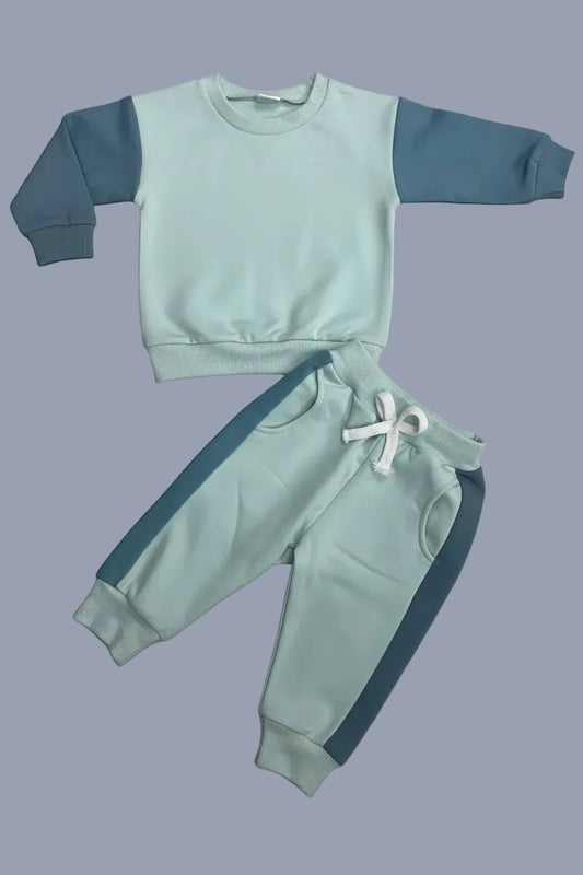 Color Matching Long-sleeve Sweater Set - Kidnor