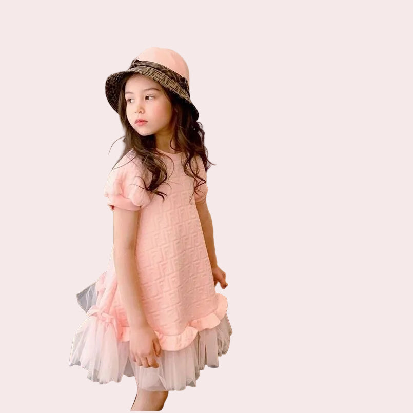 Mesh Short Sleeve Dress Princess Dress