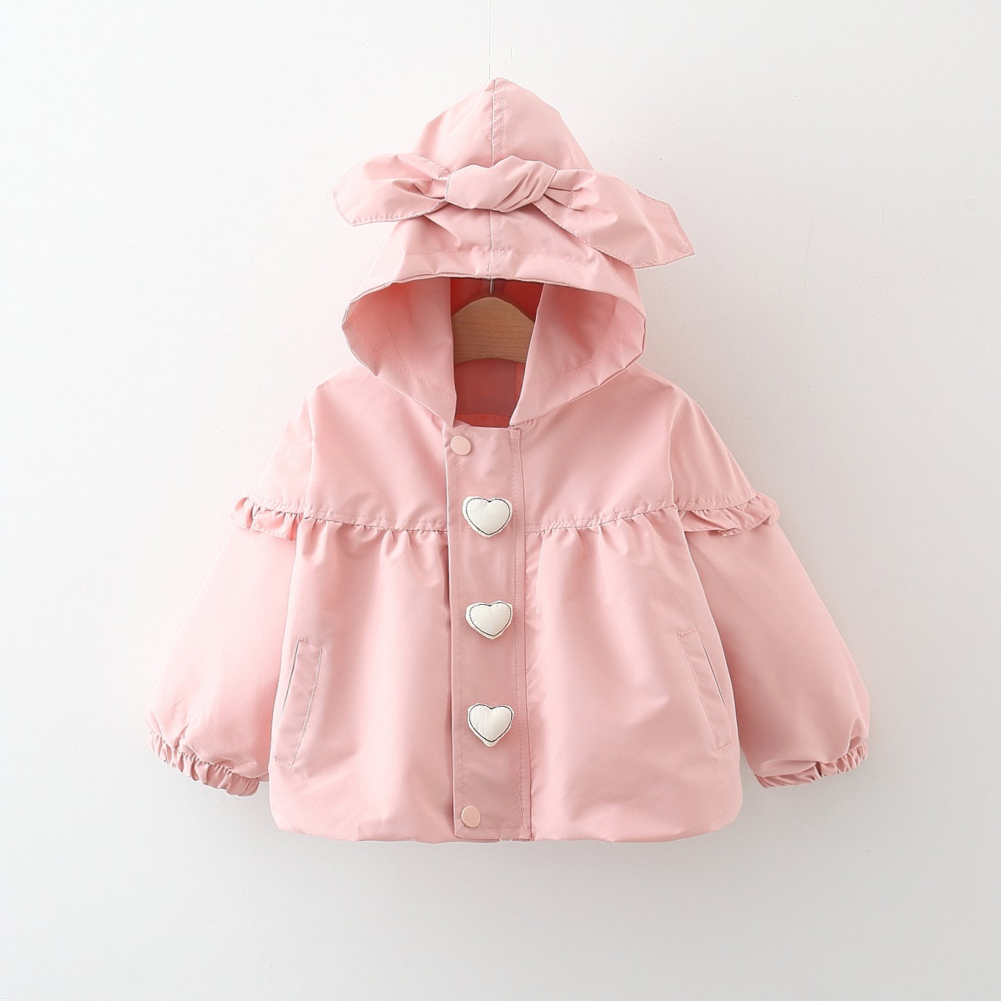 Children's Mid-length Love Hooded Trench Coat