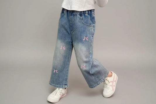 Girls' Jeans Straight Wide Leg Washed