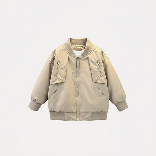 Solid Color Baseball Zipper Jacket - Kidnor