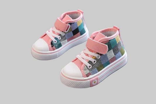 Kids High-Top Lattice Canvas Sneakers - Kidnor