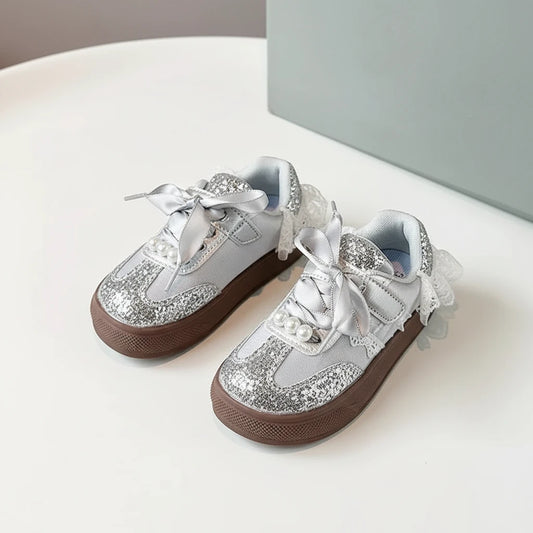 Girls' Sparkling Sneakers - Autumn 2025 Fashion Kids Casual Shoes