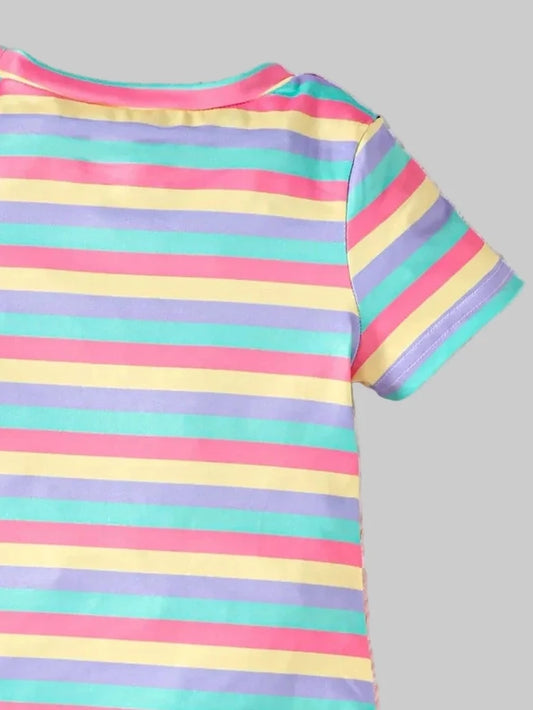 Summer Rainbow Stripes T-shirt Dress - Kidnor