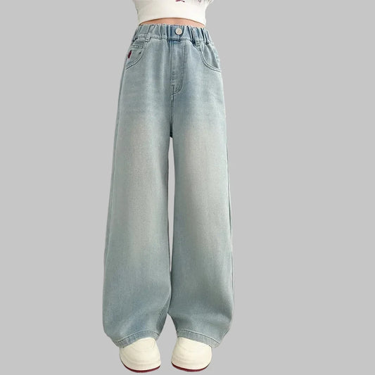 Girls' Y2K Streetwear Jeans - Heart Embroidery Harajuku Denim Pants