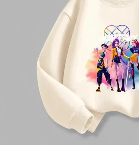 KPop Demon Hunters Huntrix Sweatshirts For Kids Long Sleeved,Round Collar