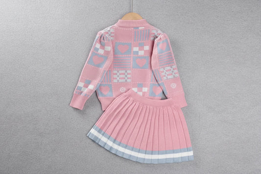 Girls Knit Top and Pleated Skirt Set - Kidnor