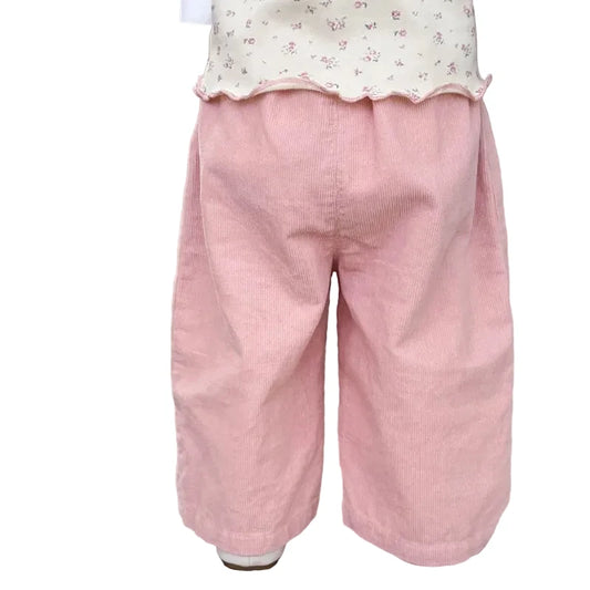 Corduroy Flower Embroidery Pants - Kidnor