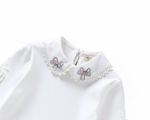 Children's Peter Pan Collar White Long-sleeved Bottoming Shirt