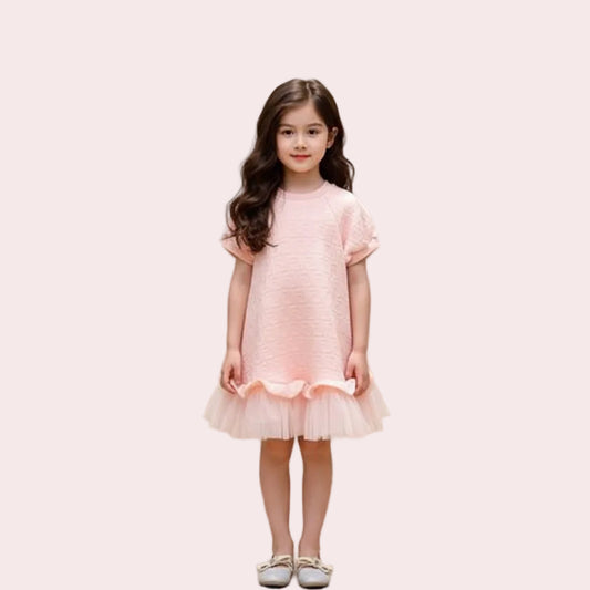 Mesh Short Sleeve Dress Princess Dress