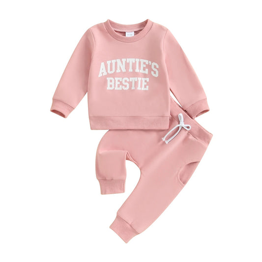 Girls Fashion Simple Letter Print Sweatshirt Suit - Kidnor