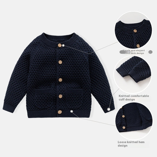 Boys' Fall Winter Coat Round Neck Sweater - Kidnor