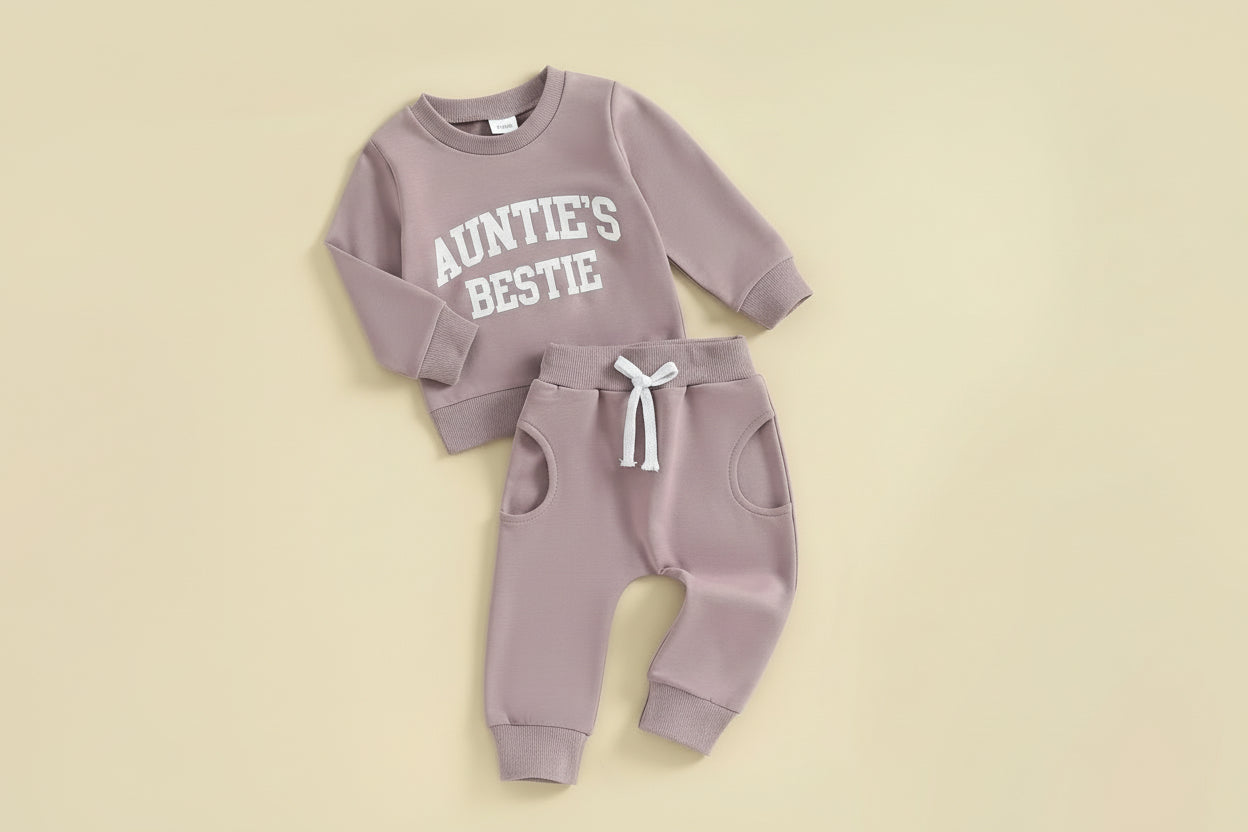 Girls Fashion Simple Letter Print Sweatshirt Suit - Kidnor