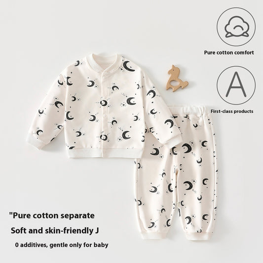 Pure Cotton Spring And Autumn Baby Split Sweater Children's Suit Boys