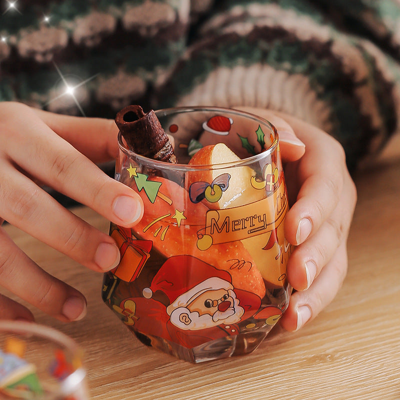 2024 Christmas Gift High Beauty Creative Cup Christmas Snowman Glass Cup High Temperature Resistant