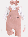 Floral Ruffle Top & Corduroy Overalls Set - Kidnor