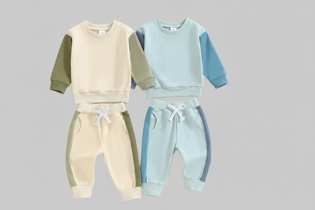Color Matching Long-sleeve Sweater Set - Kidnor