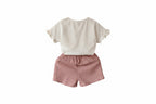 Girls Short Sleeve T-shirt Shorts Two-piece Suit
