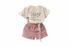 Girls Short Sleeve T-shirt Shorts Two-piece Suit