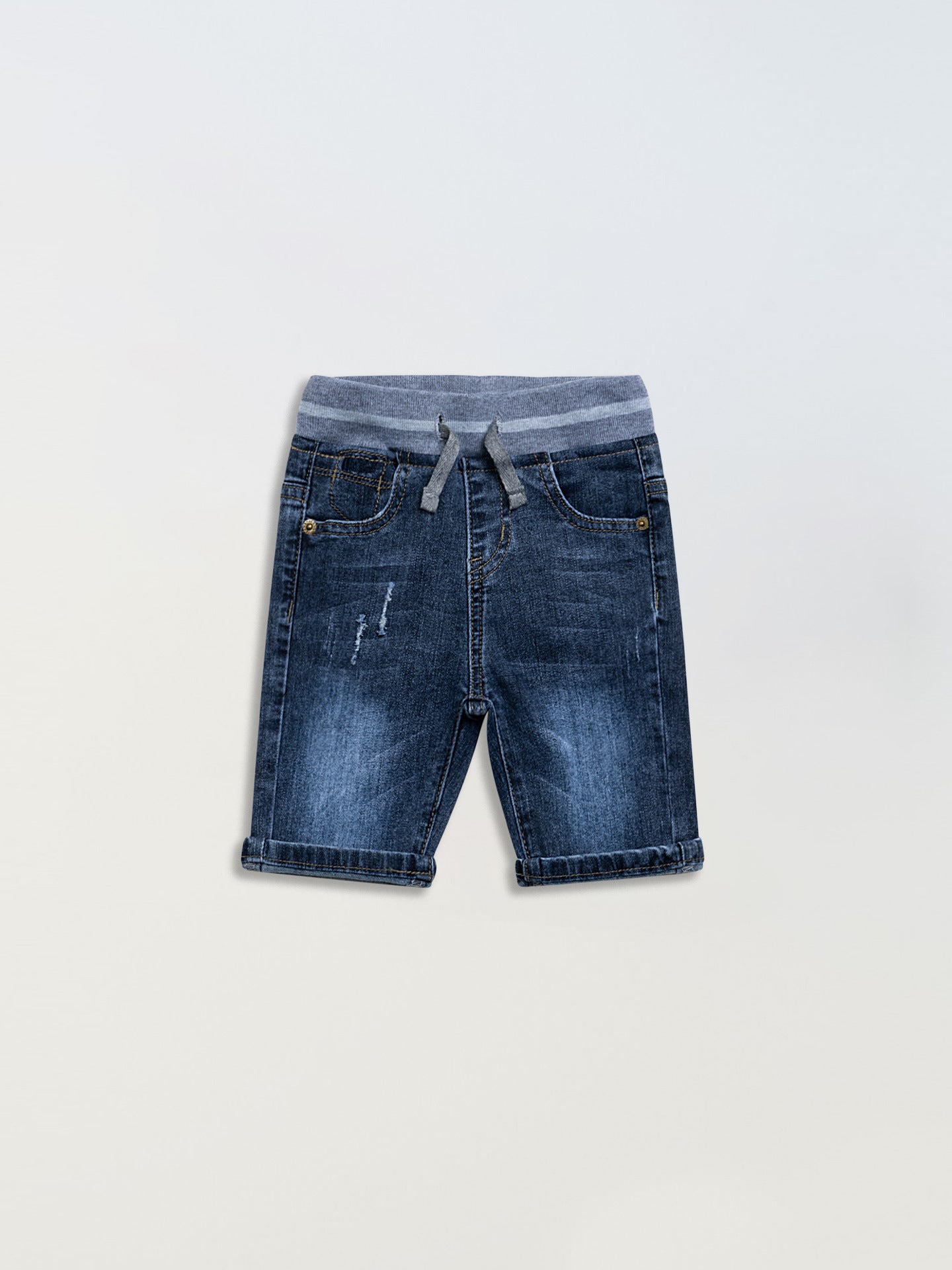 Summer Clothing Pants Shorts Boys Ribbed-waist Denim Mid-length Pants