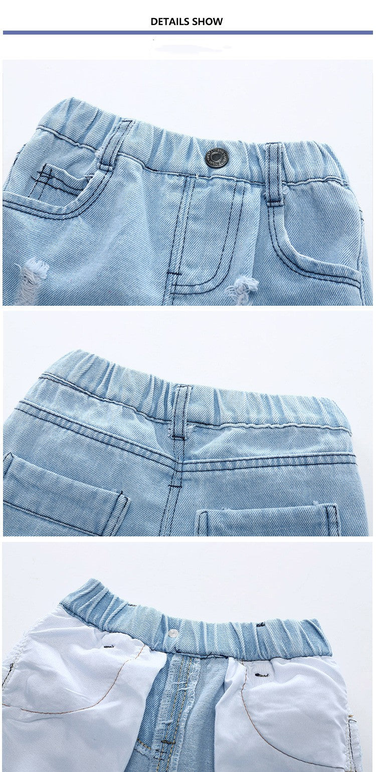 Boys' Ripped Jeans Shorts Beach Shorts