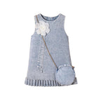 Girl's Sleeveless 3D Floral Denim Dress