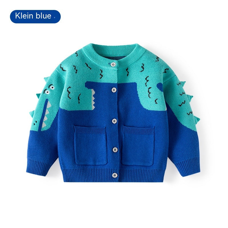 Little Dinosaur Knitted Boys' Cardigan Sweater - Kidnor
