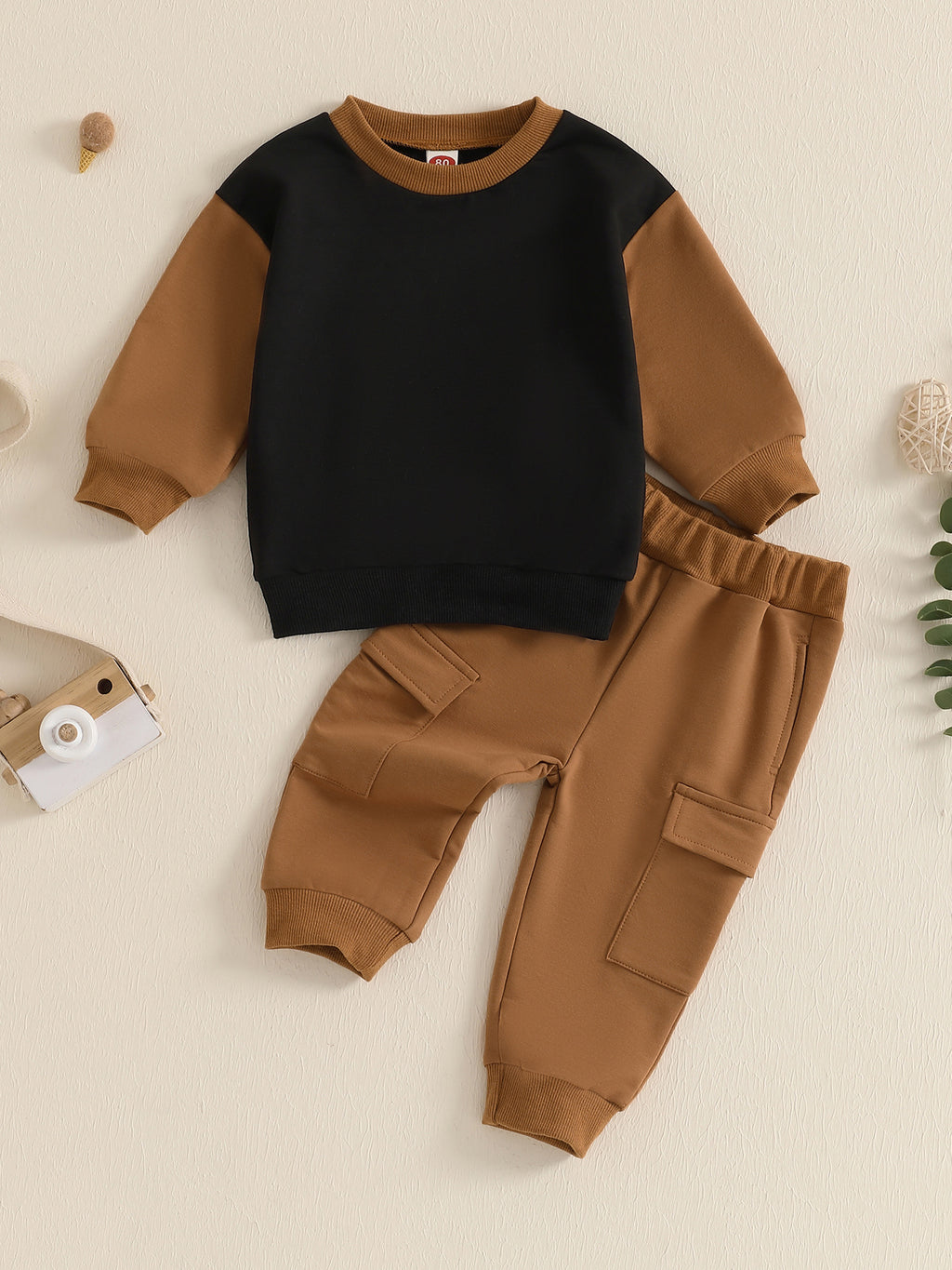 Boys Sporty Color-Block Long-Sleeve Hoodie Set