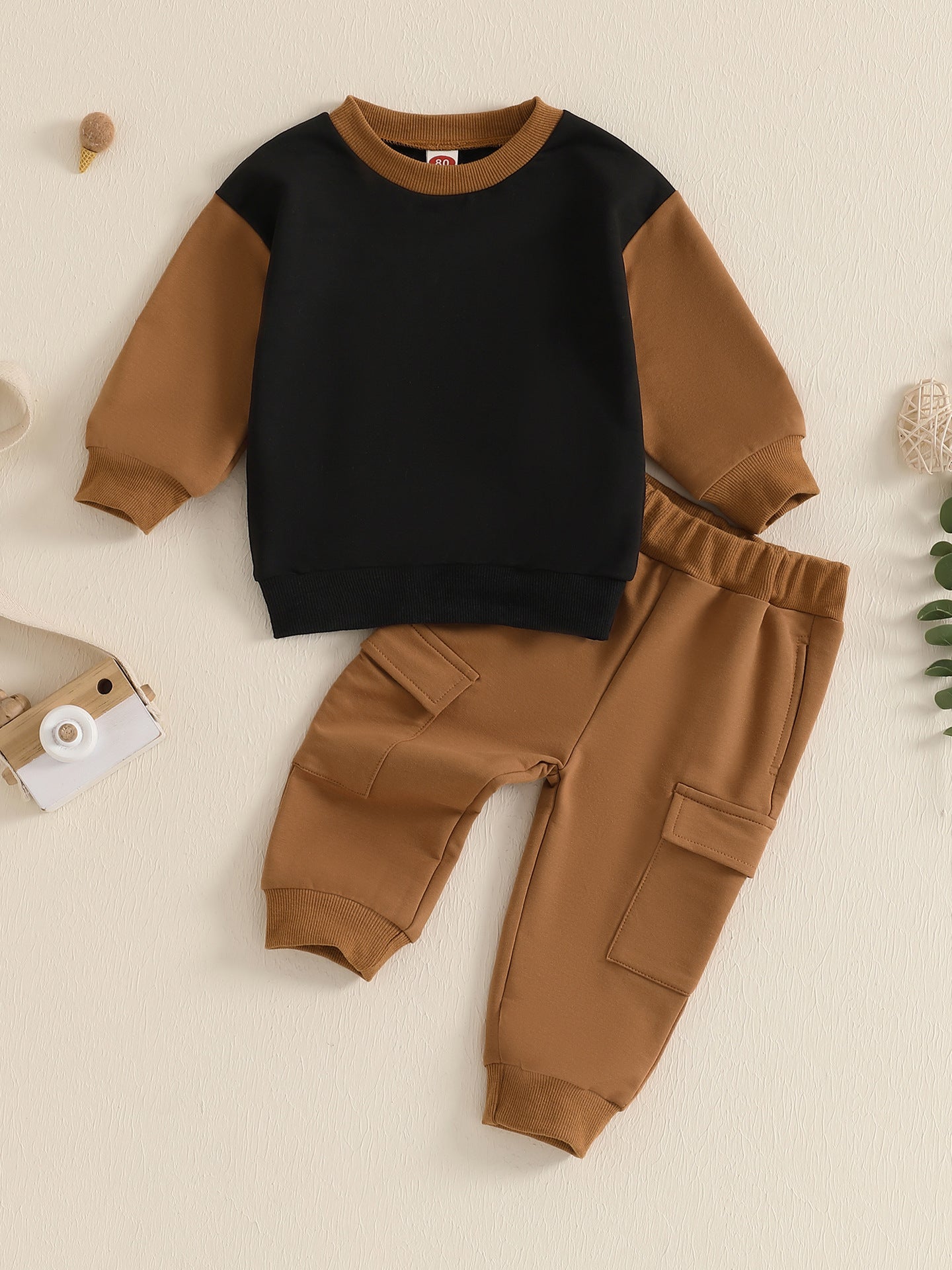 Boys Sporty Color-Block Long-Sleeve Hoodie Set
