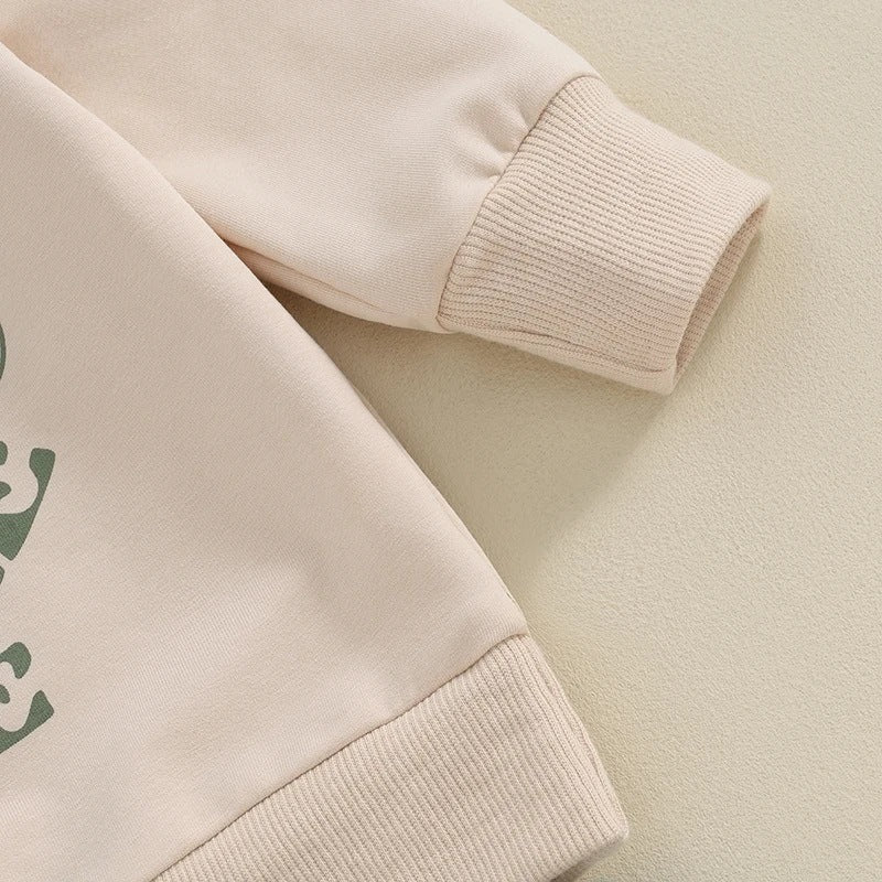 Crew Neck Pullover Sweatshirt Sweatpants Suit - Kidnor