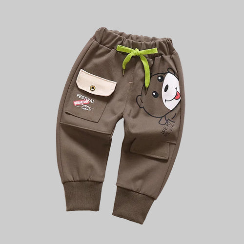 Boys' casual pants spring children's print bear trousers - Kidnor