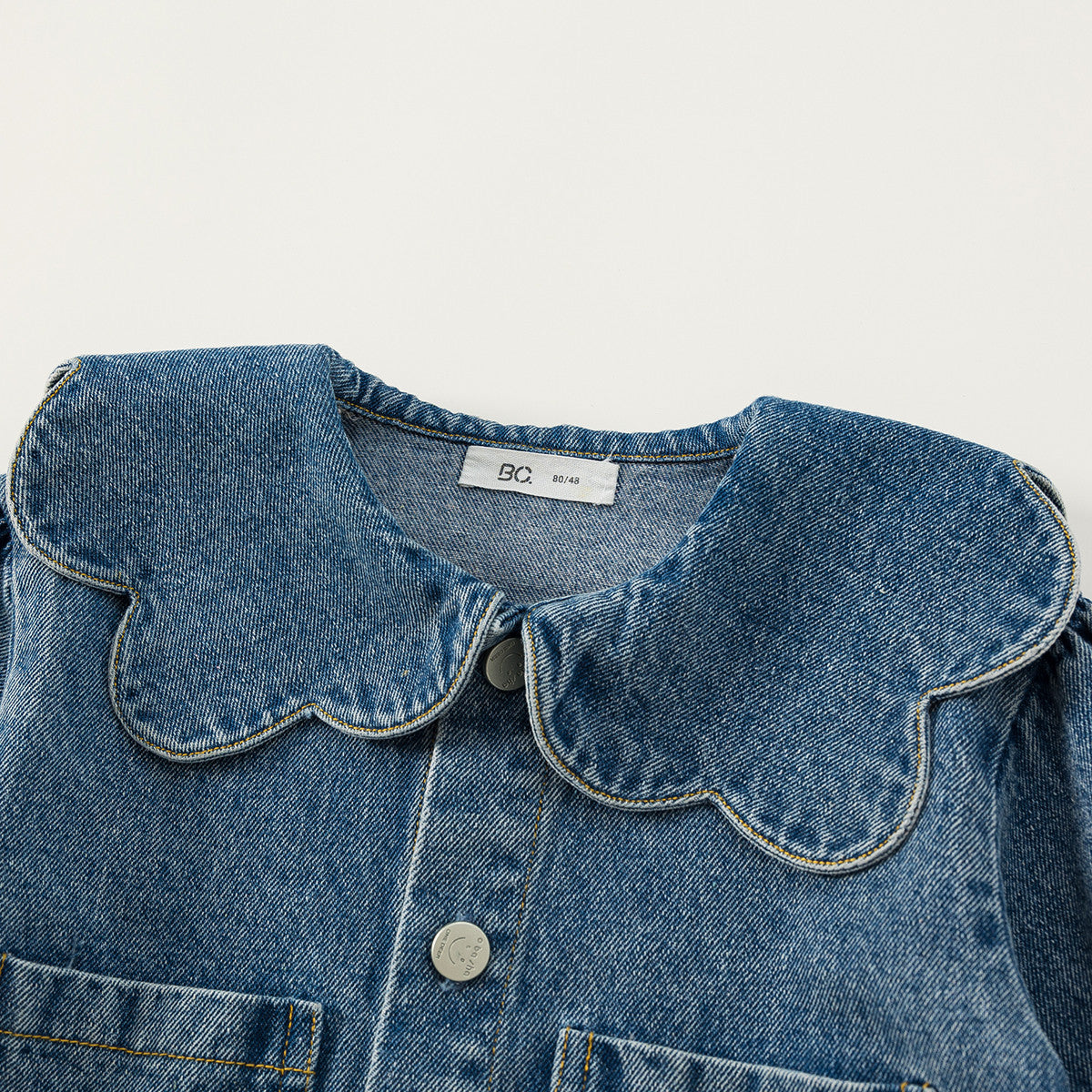 Girl's Denim Jacket Tops Western Style Doll Collar - Kidnor