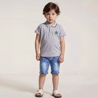 Summer Clothing Pants Shorts Boys Ribbed-waist Denim Mid-length Pants
