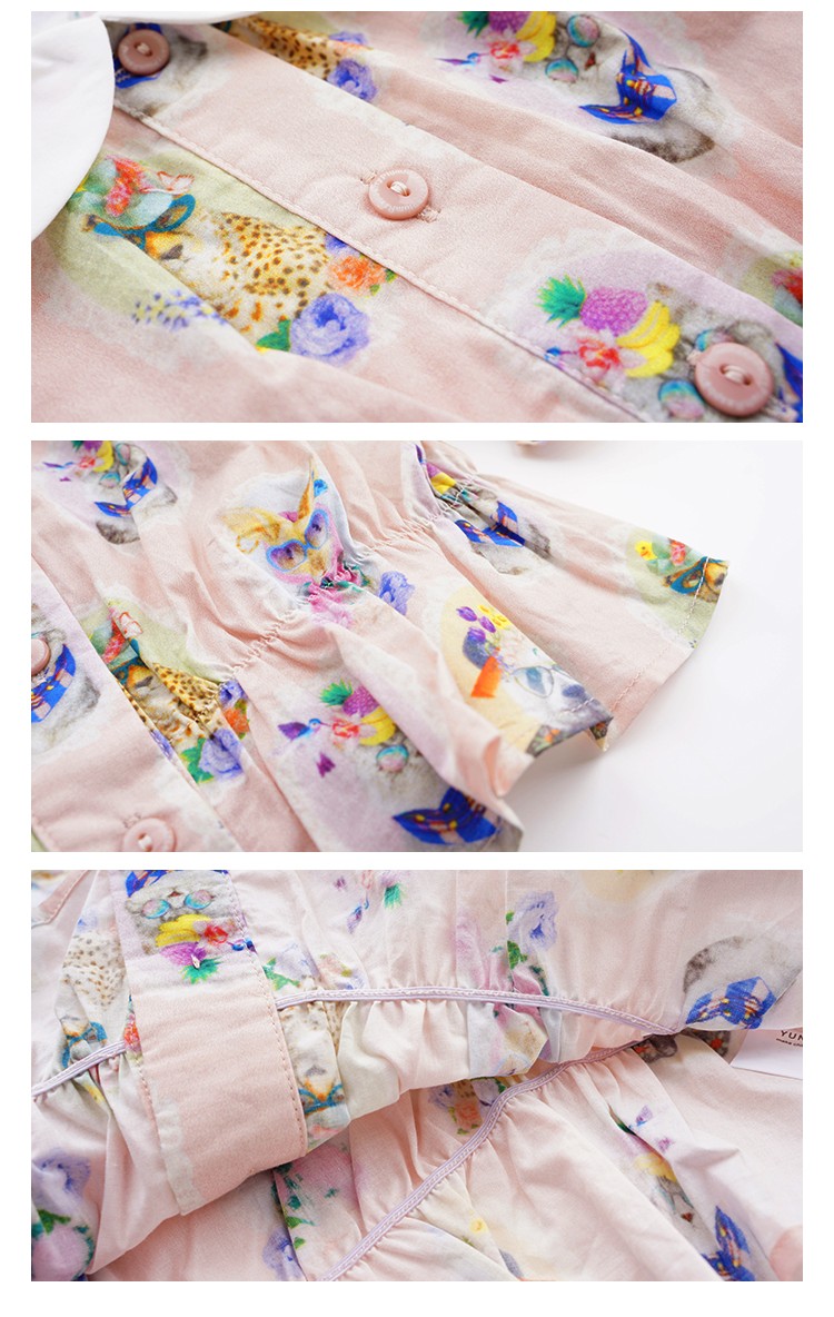 Girls' White Lapel Floral Doll Shirt