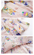 Girls' White Lapel Floral Doll Shirt