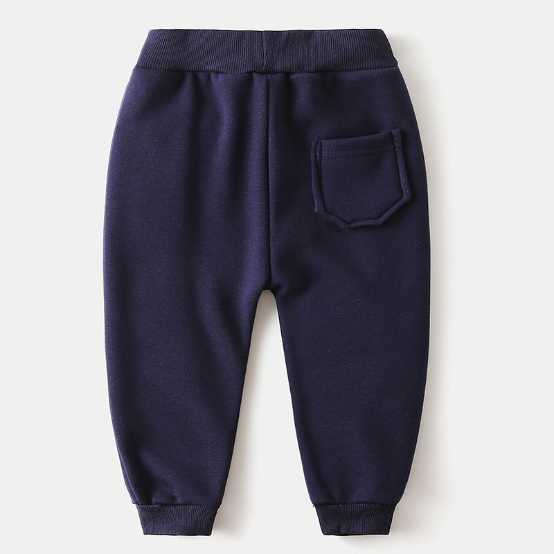 Letter Embroidered Velvet Pants Thickened Trousers - Kidnor