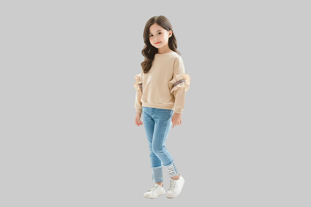 Lace sleeve and jeans - Kidnor
