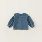 Girl's Denim Jacket Tops Western Style Doll Collar - Kidnor