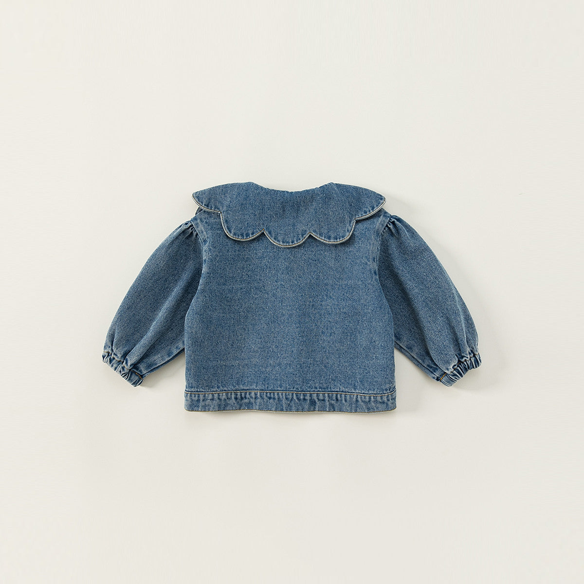 Girl's Denim Jacket Tops Western Style Doll Collar - Kidnor