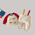 New Spring Stylish Patchwork-Sleeve Cartoon Base Shirt For Babies