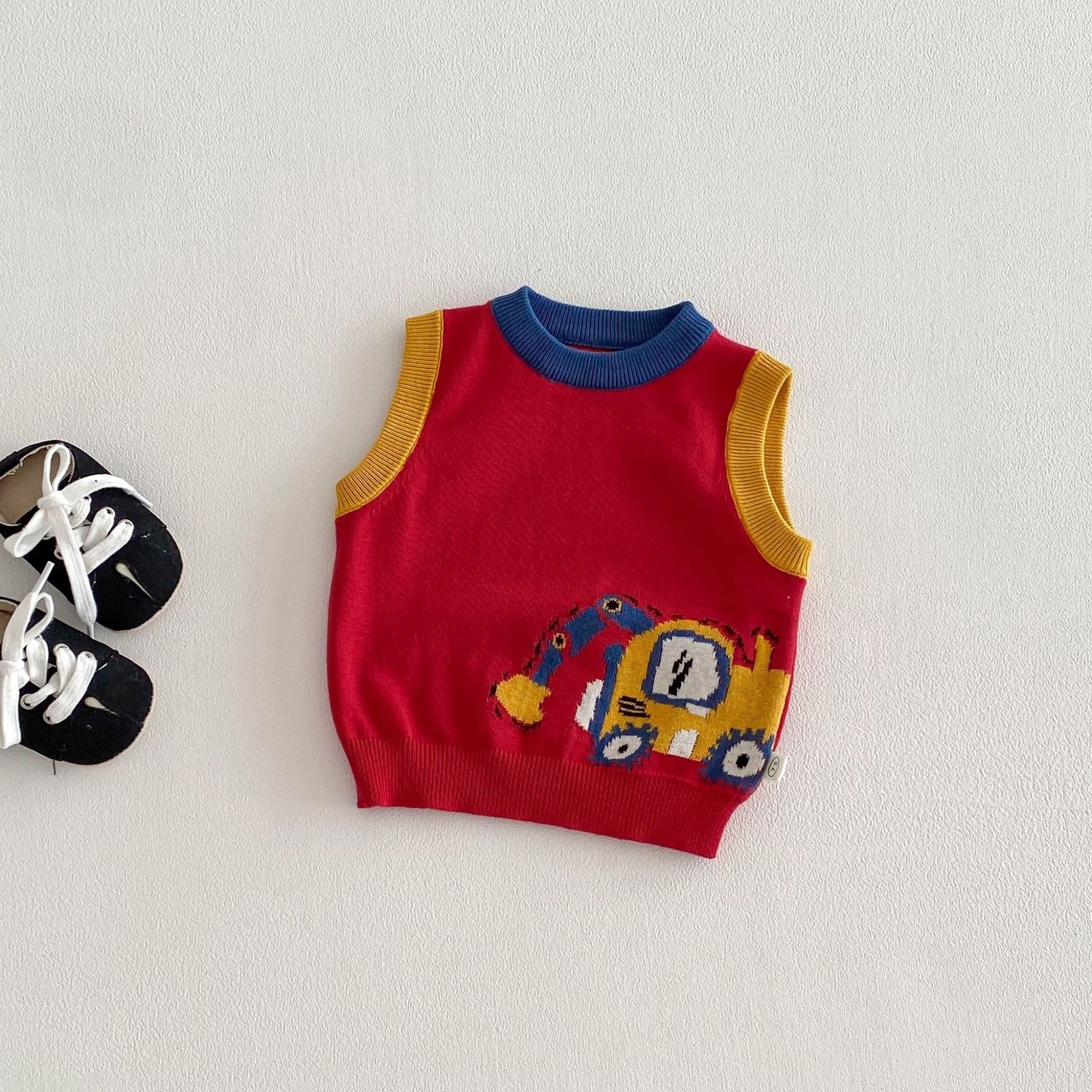 New Spring Stylish Patchwork-Sleeve Cartoon Base Shirt For Babies