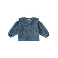 Girl's Denim Jacket Tops Western Style Doll Collar - Kidnor