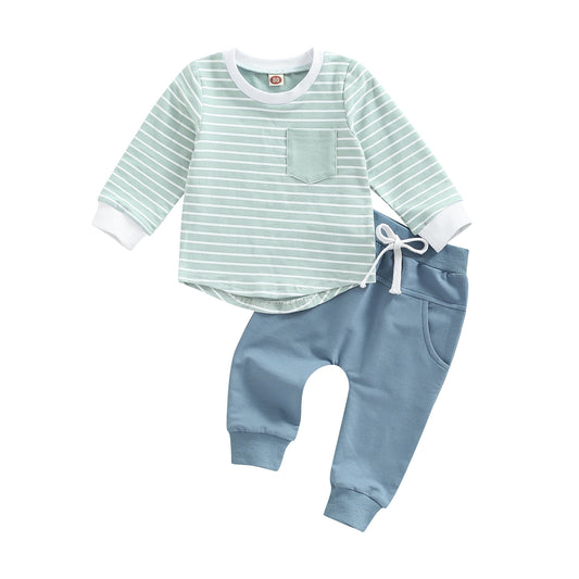 Striped Long Sleeve T-Shirt and Pants Set - Kidnor