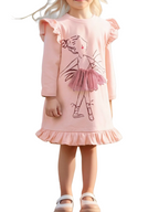 Children's Ruffle Trim Long Sleeve Dress - Kidnor