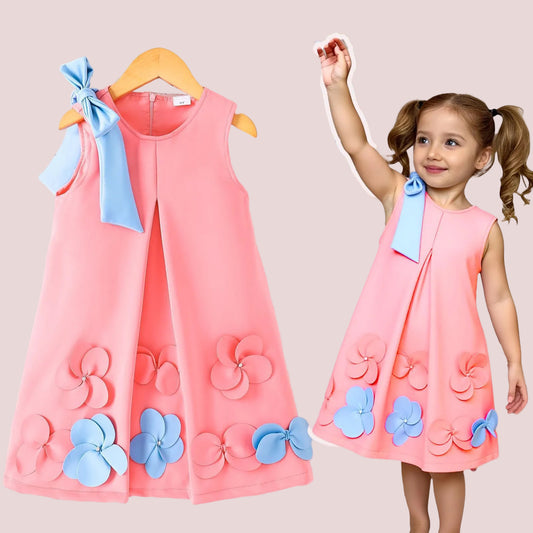 Bow Flower Applique Vest Dress Princess Style